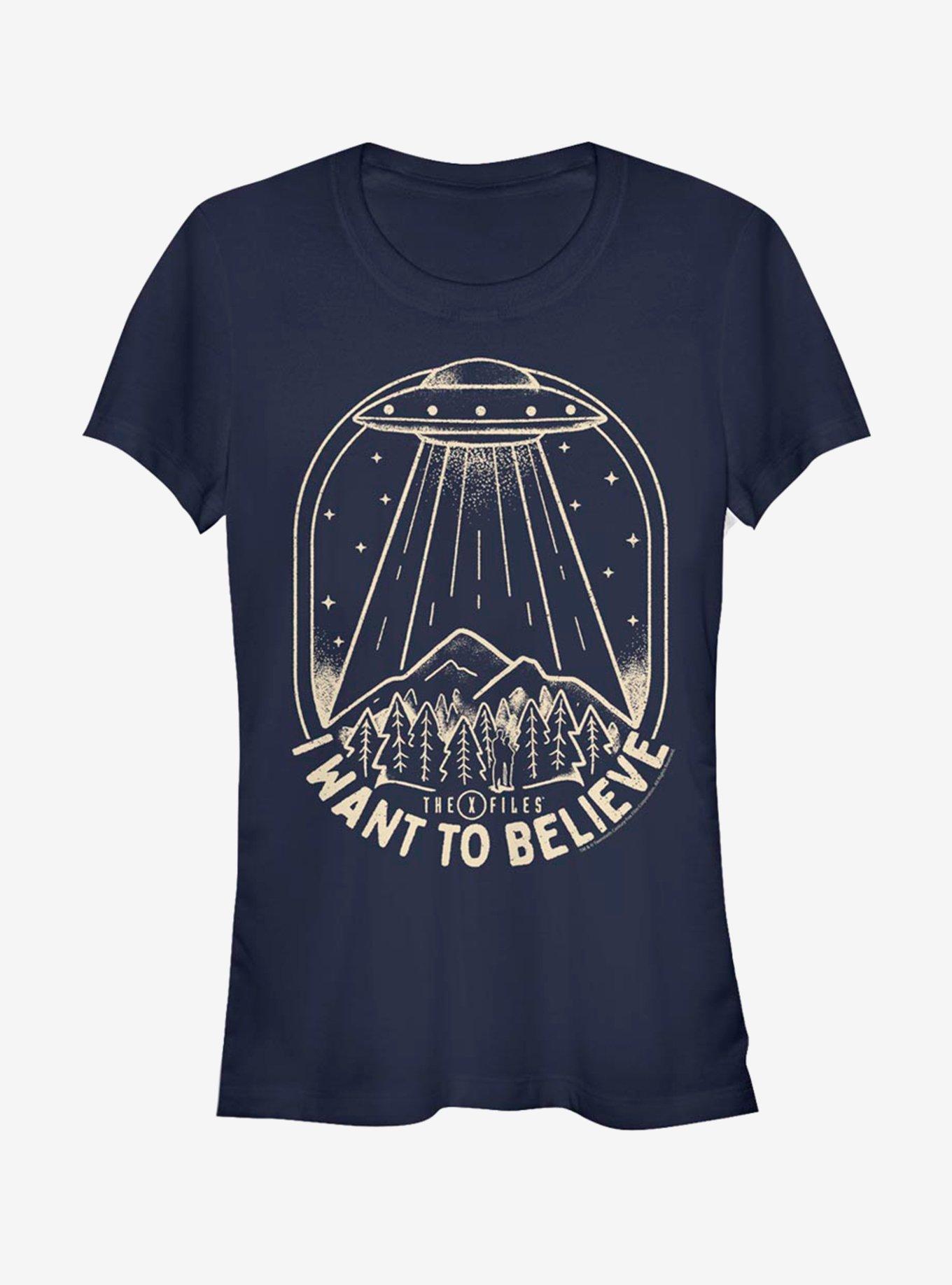The X-Files UFO Stamp Girls T-Shirt, NAVY, hi-res