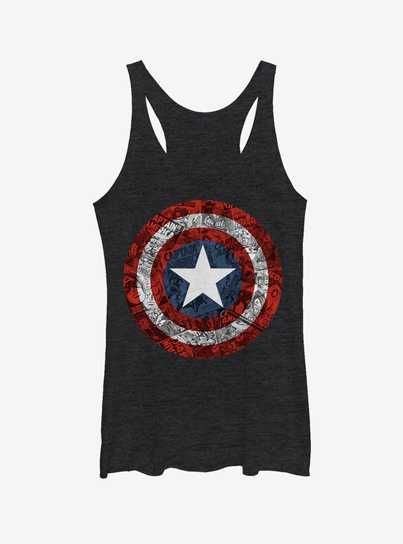 Marvel Captain America Comicbook Shield Girls Tank, BLK HTR, hi-res