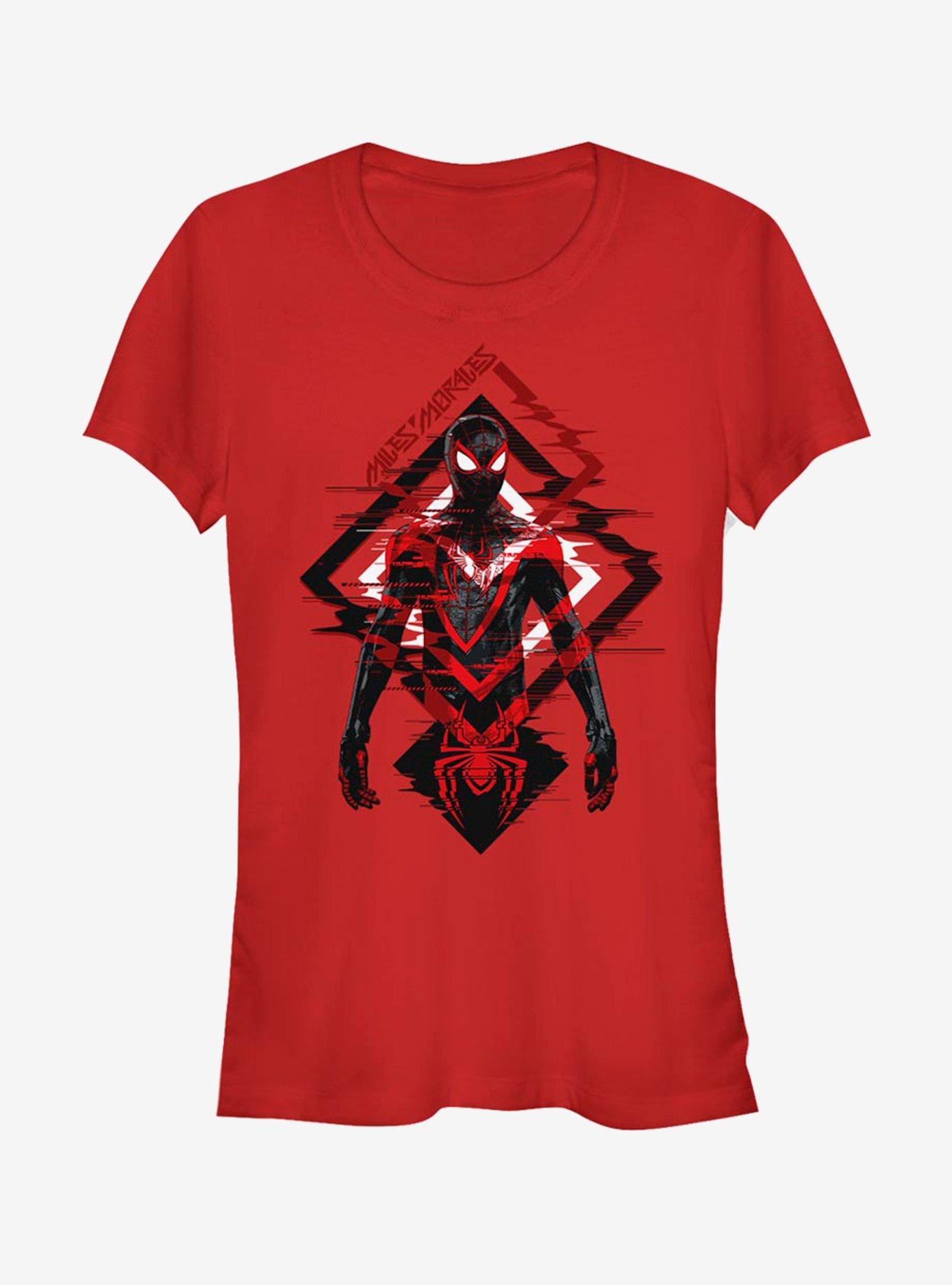 Marvel Spider-Man Triangle Waves Miles Morales Girls T-Shirt, RED, hi-res