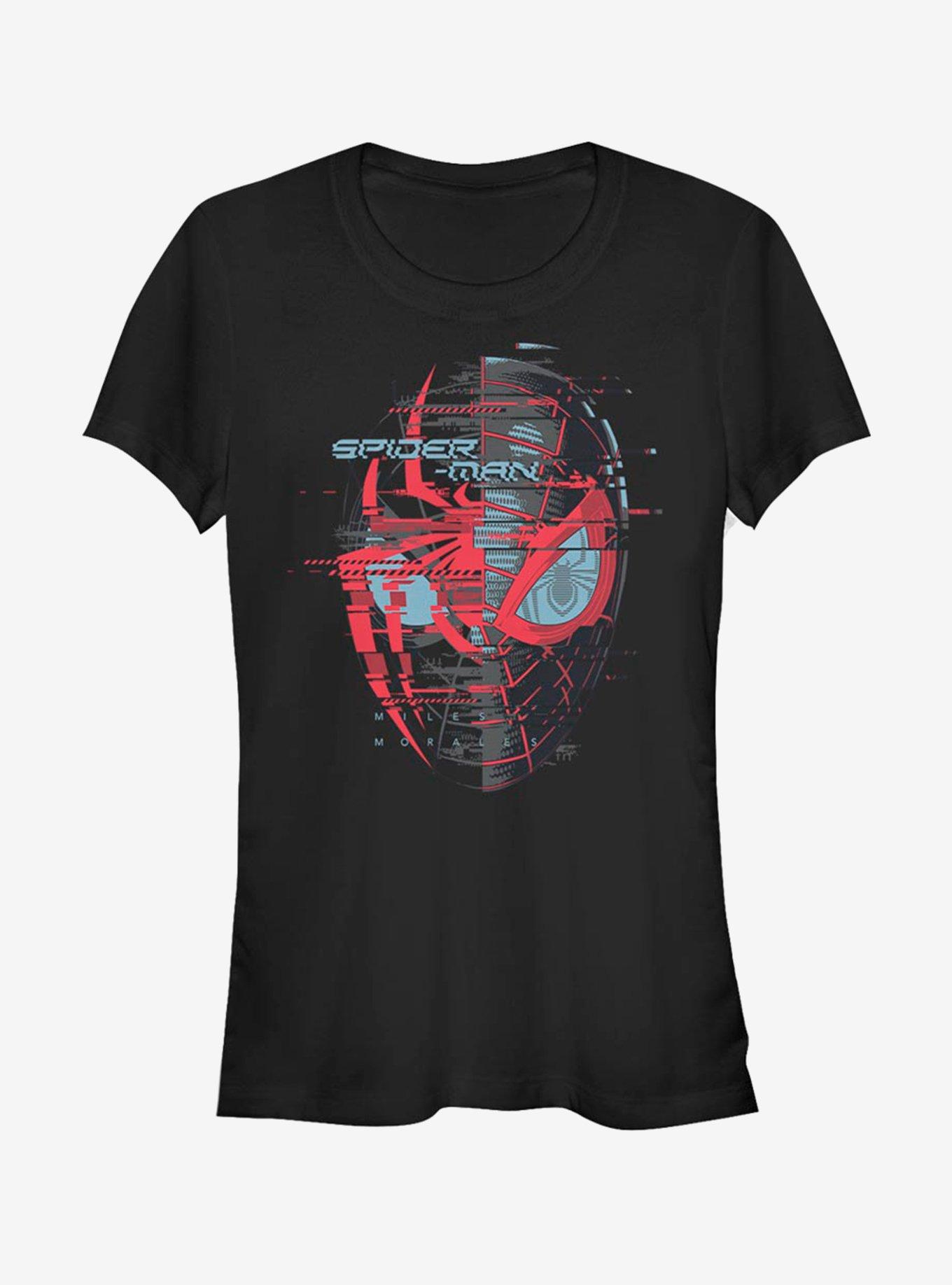 Marvel Spider-Man Miles Morales Glitch Mask Girls T-Shirt, BLACK, hi-res