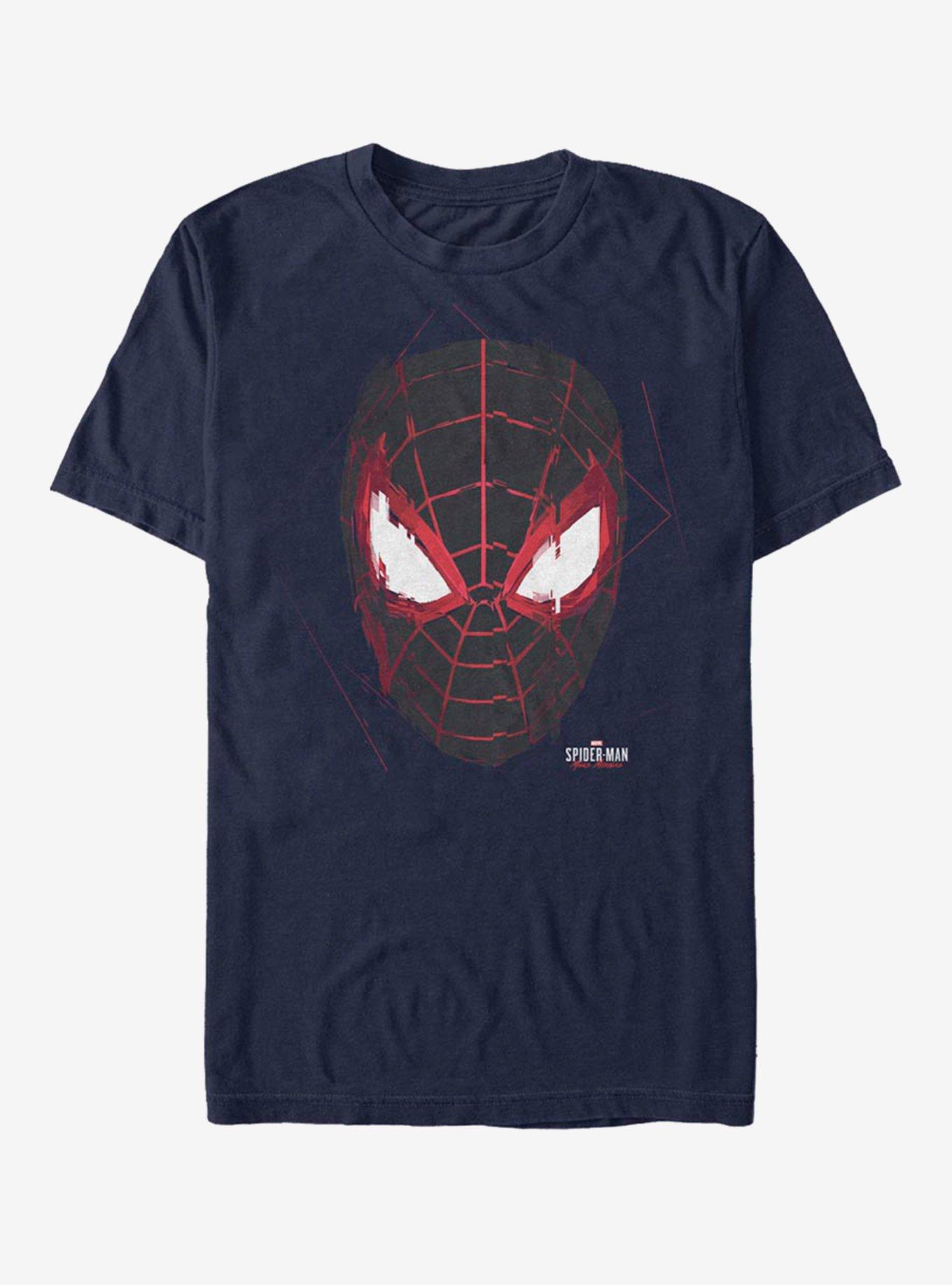 Marvel Spider-Man Miles Morales Glitch Mask T-Shirt, NAVY, hi-res