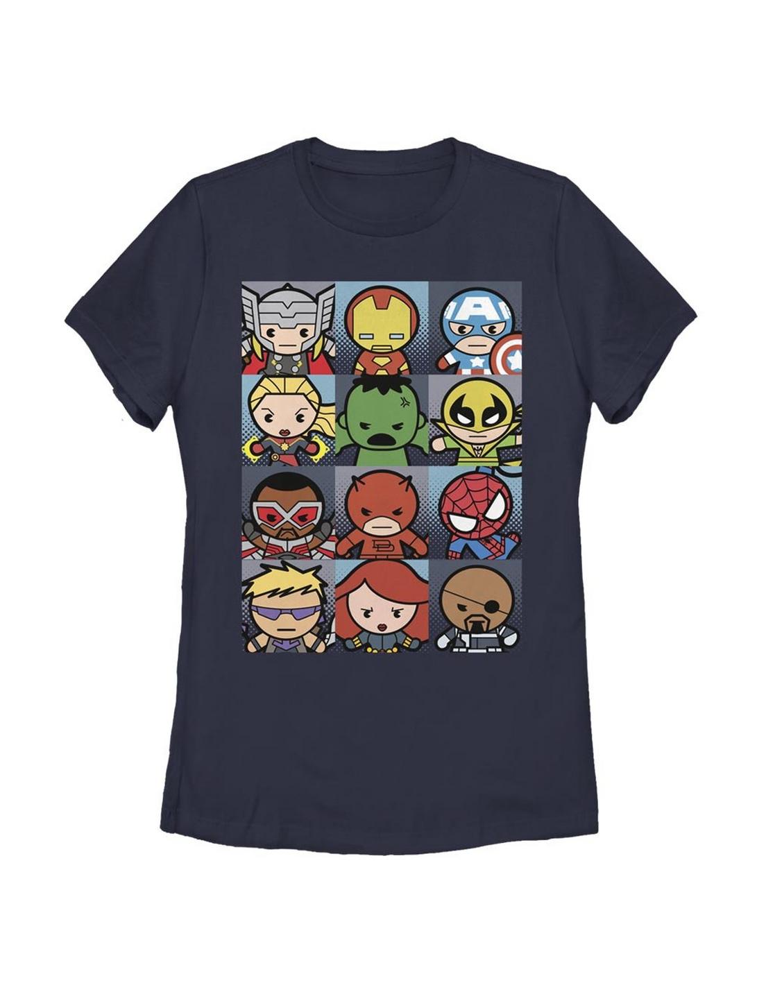 Marvel Avengers Kawaii Boxes Womens T-Shirt, NAVY, hi-res