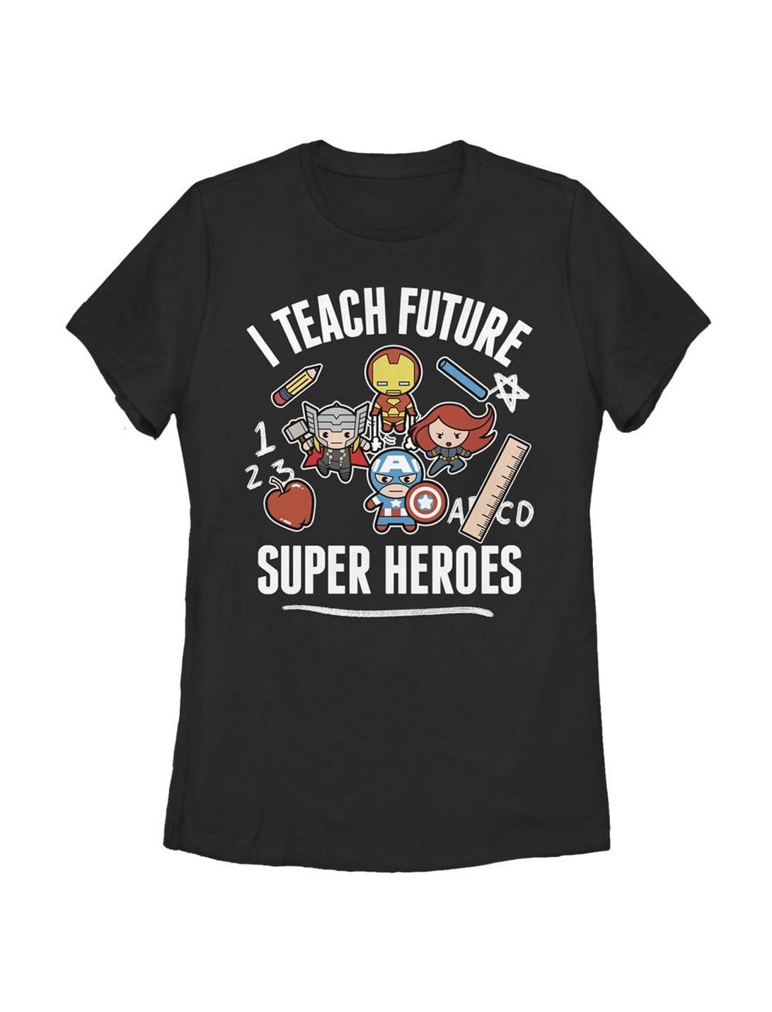 Plus Size Marvel Avengers Teach Future Supers Womens T-Shirt, BLACK, hi-res