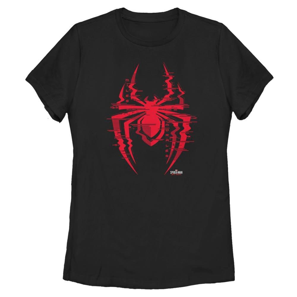 Marvel Spider-Man Miles Morales Glitch Logo Womens T-Shirt, BLACK, hi-res