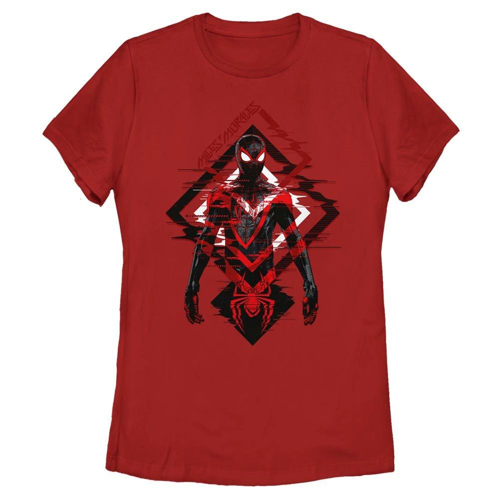 Marvel Spider-Man Miles Morales Triangle Waves Womens T-Shirt, RED, hi-res