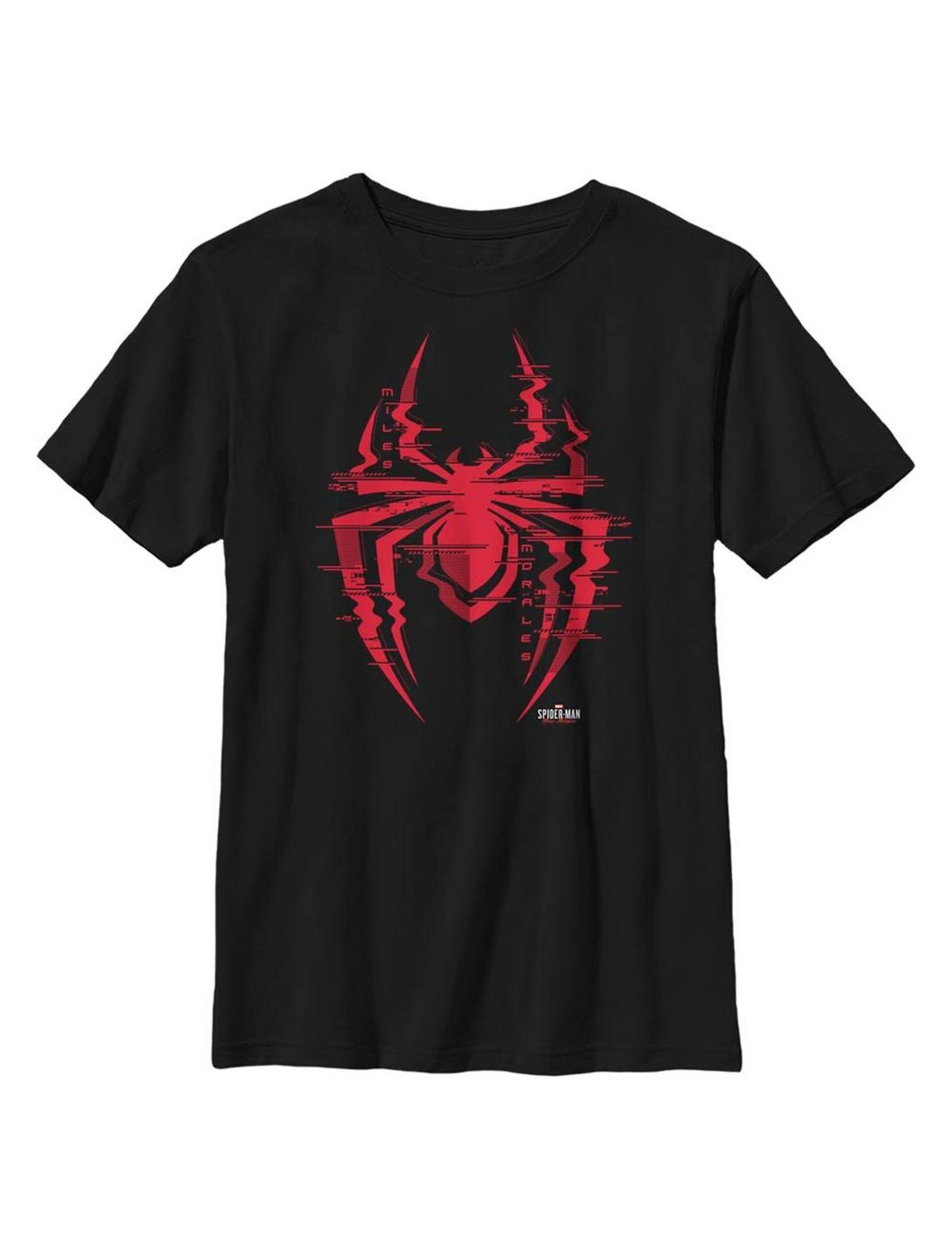 Marvel Spider-Man Miles Morales Glitch Logo Youth T-Shirt, BLACK, hi-res