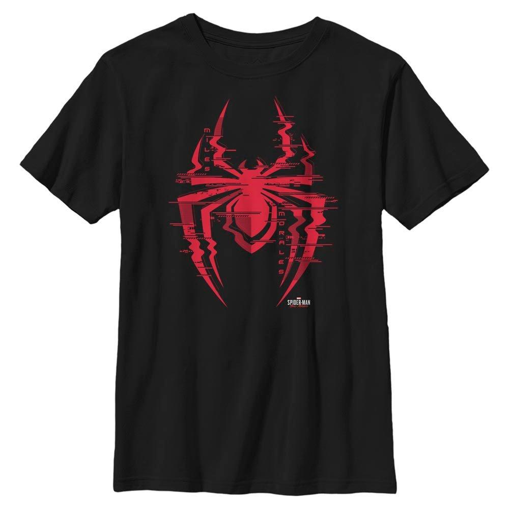 Marvel Spider-Man Miles Morales Glitch Logo Youth T-Shirt, BLACK, hi-res