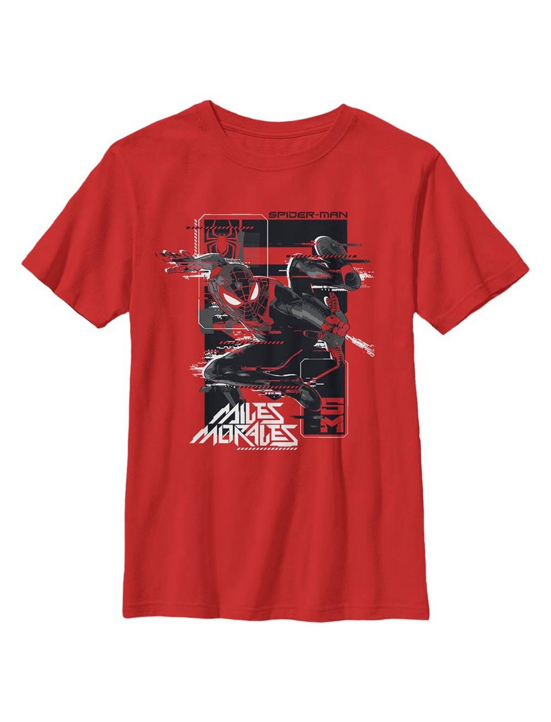 Marvel Spider-Man Miles Morales Slinging Web Youth T-Shirt, RED, hi-res