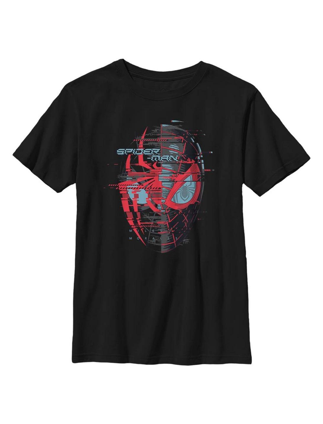 Plus Size Marvel Spider-Man Miles Morales Glitching Youth T-Shirt, BLACK, hi-res