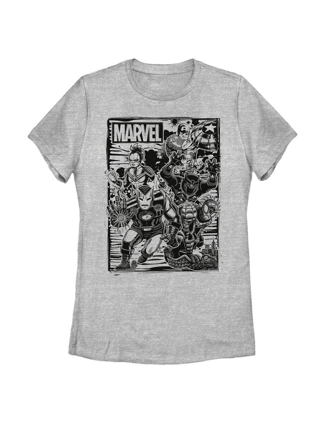 Marvel Avengers Group Fighters Womens T-Shirt, ATH HTR, hi-res