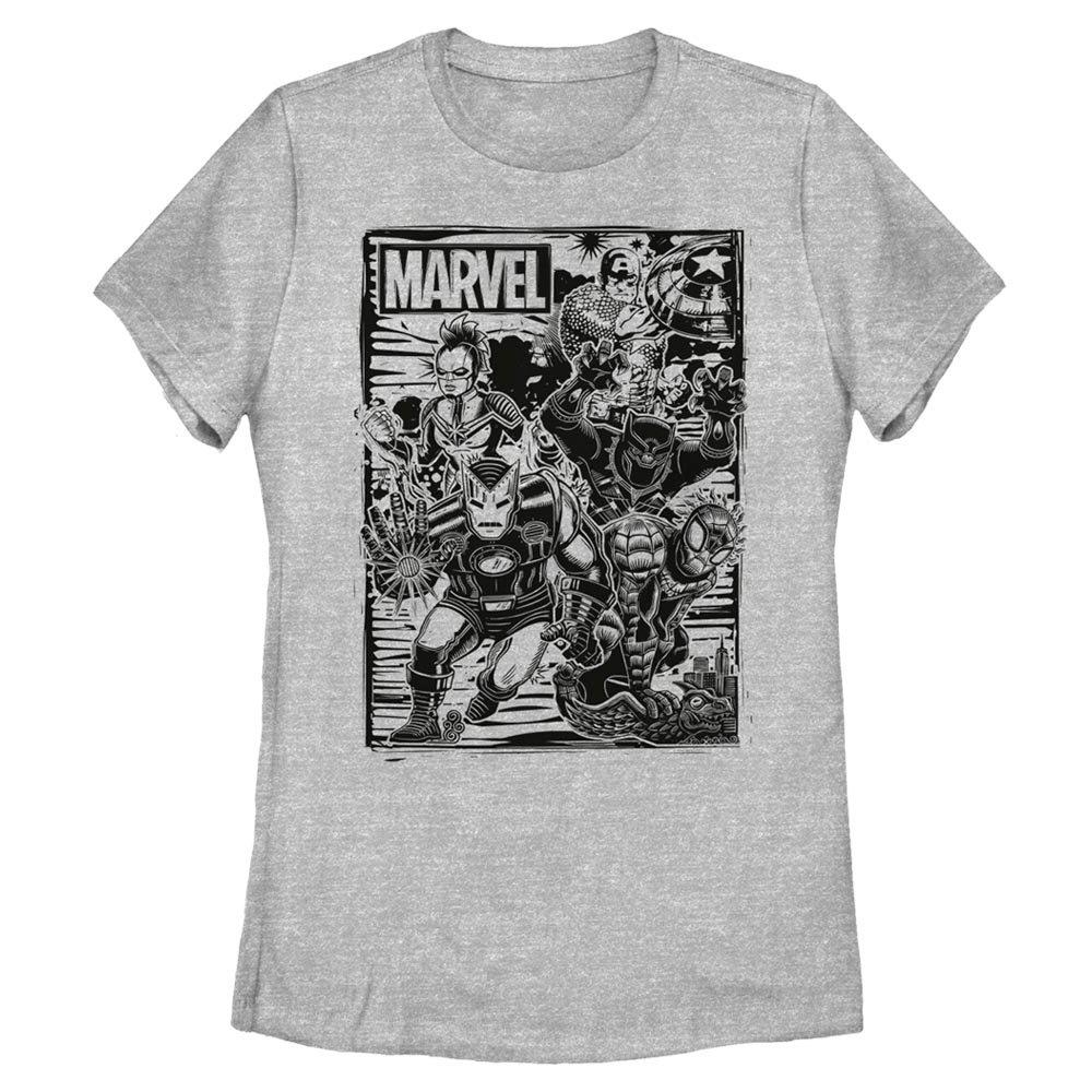 Marvel Avengers Group Fighters Womens T-Shirt, ATH HTR, hi-res