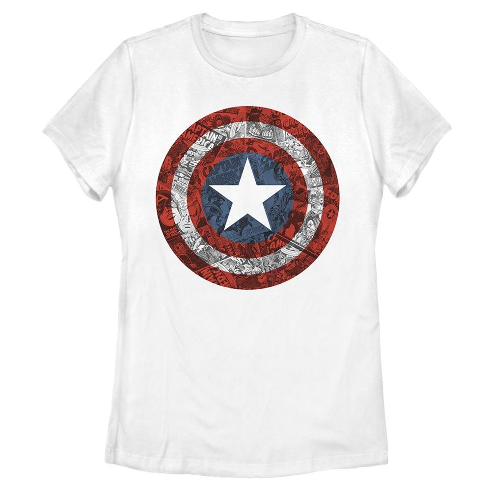 Marvel Captain America Comic Book Shield Womens T-Shirt, WHITE, hi-res