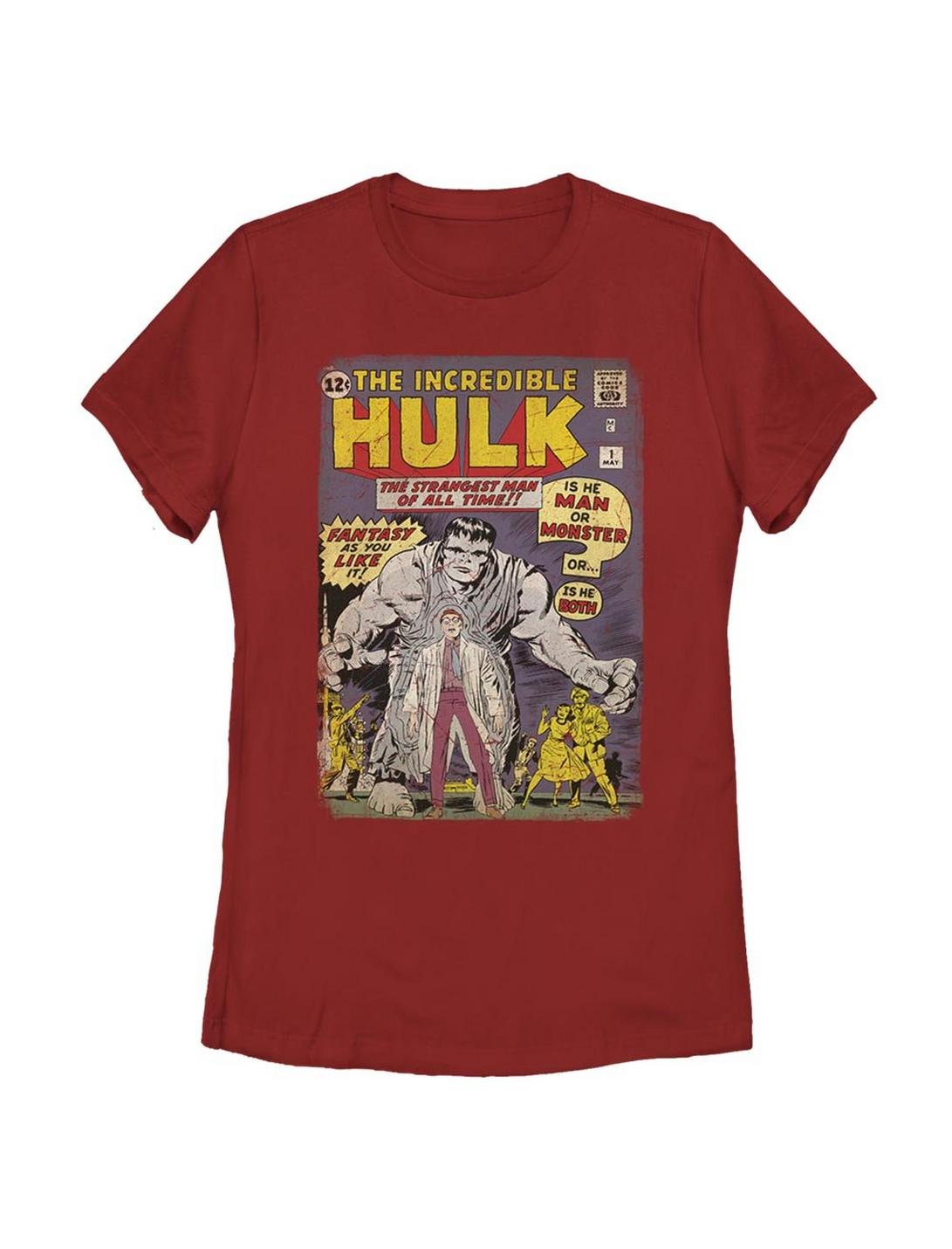 Plus Size Marvel Hulk Comic Cover Womens T-Shirt, RED, hi-res