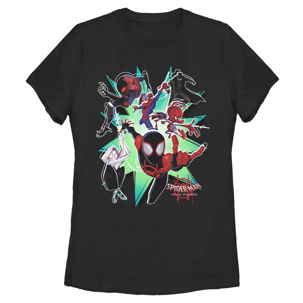 Marvel Spider-Man: Into The Spiderverse Miles Morales Group Womens T-Shirt, BLACK, hi-res