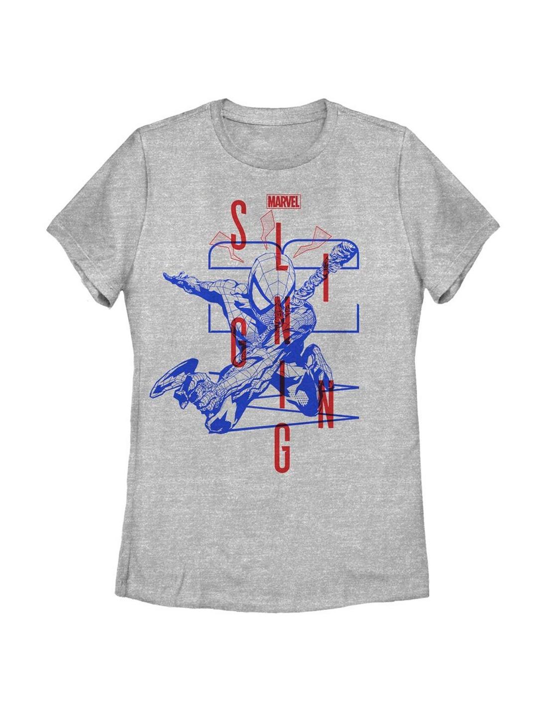 Marvel Spider-Man: Into The Spiderverse Miles Morales Slinging Womens T-Shirt, ATH HTR, hi-res
