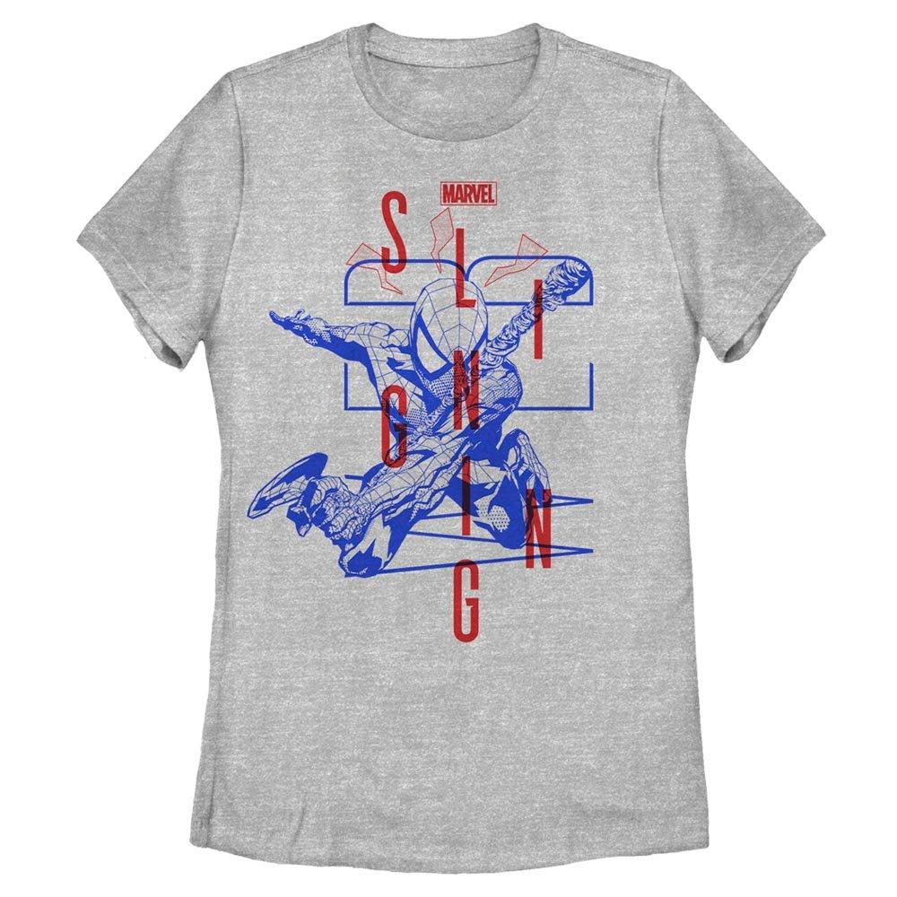 Marvel Spider-Man: Into The Spiderverse Miles Morales Slinging Womens T-Shirt, ATH HTR, hi-res