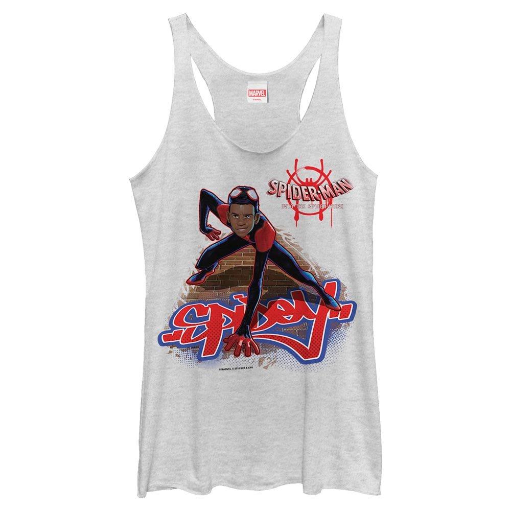 Marvel Spider-Man: Into The Spiderverse Miles Morales Bricks Womens Tank Top, WHITE HTR, hi-res