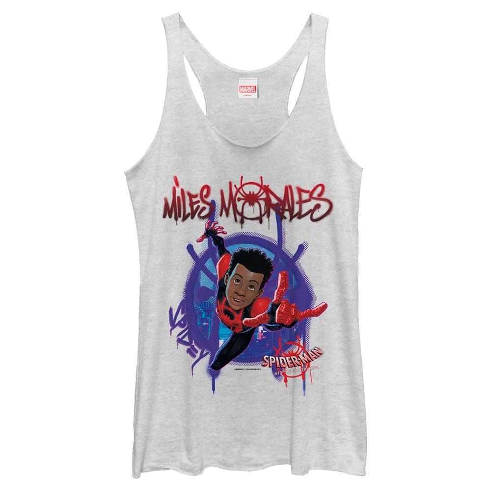 Marvel Spider-Man: Into The Spiderverse Miles Morales Painted Womens Tank Top, WHITE HTR, hi-res