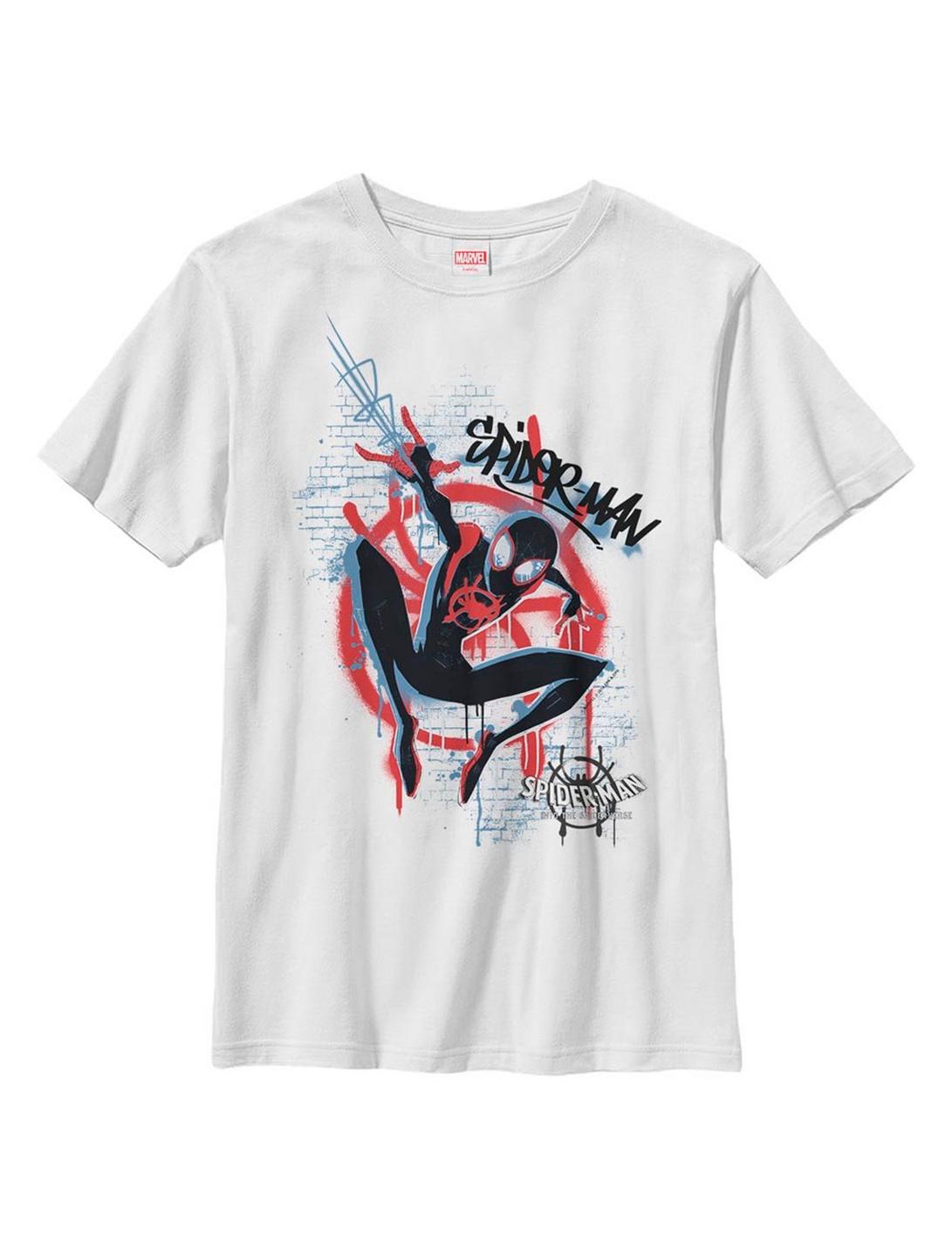 Marvel Spider-Man Miles Morales Graffiti Spider Youth T-Shirt, WHITE, hi-res