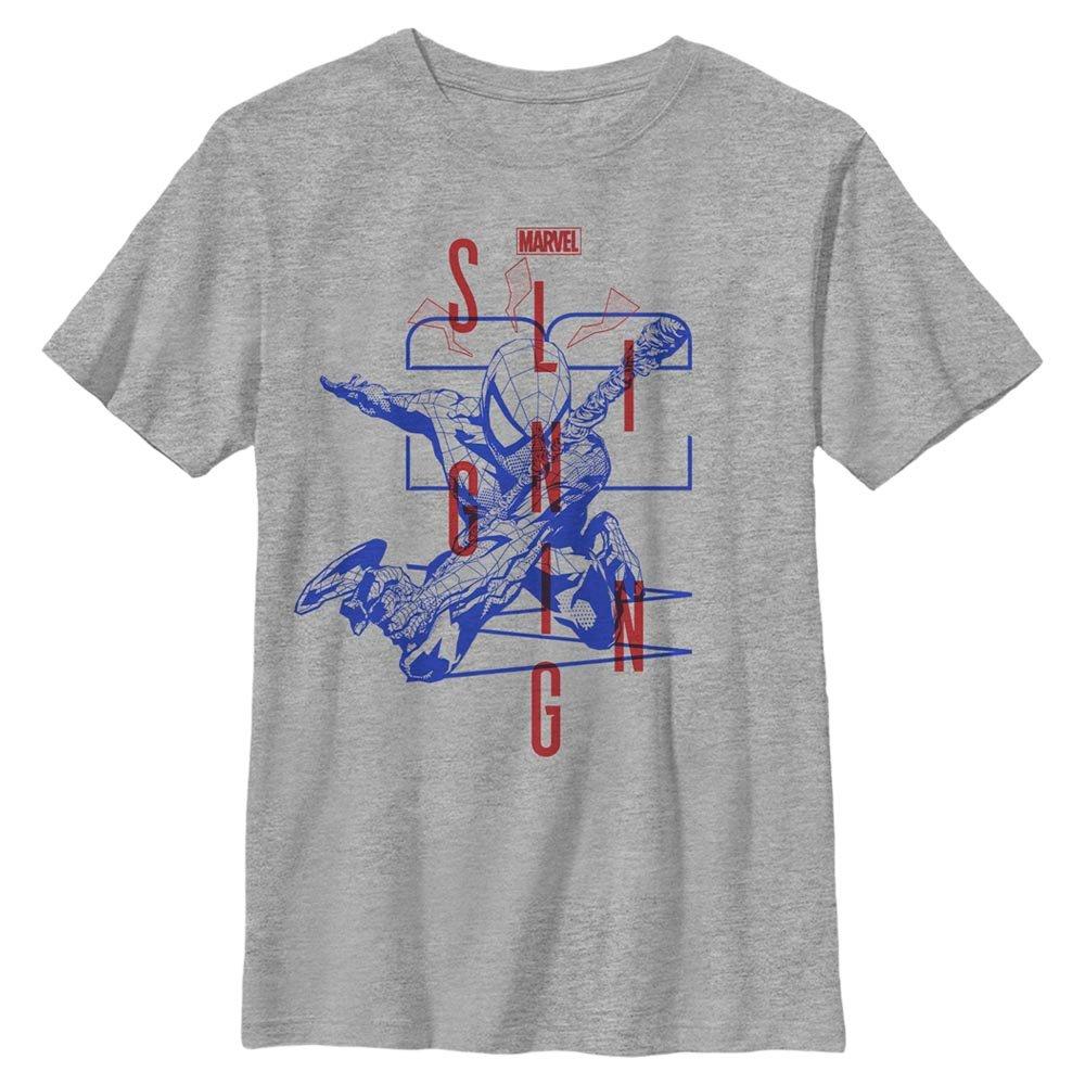 Marvel Spider-Man: Into The Spiderverse Miles Morales Slinging Youth T-Shirt, ATH HTR, hi-res
