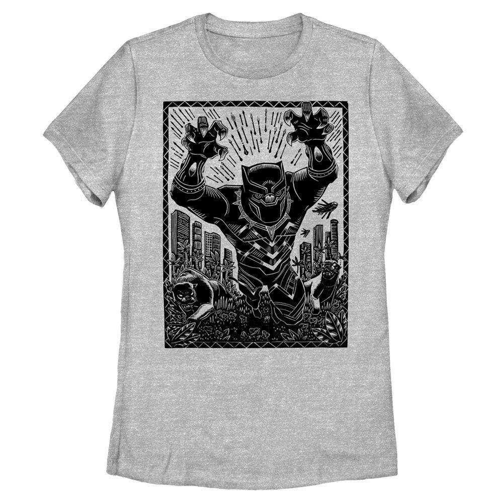 Marvel Black Panther Pattern Stencil Womens T-Shirt, ATH HTR, hi-res