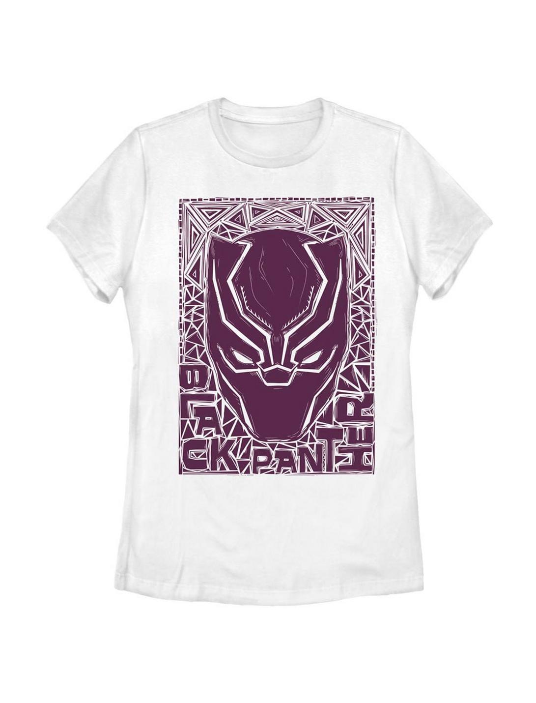 Marvel Black Panther Pattern Stencil Womens T-Shirt, WHITE, hi-res