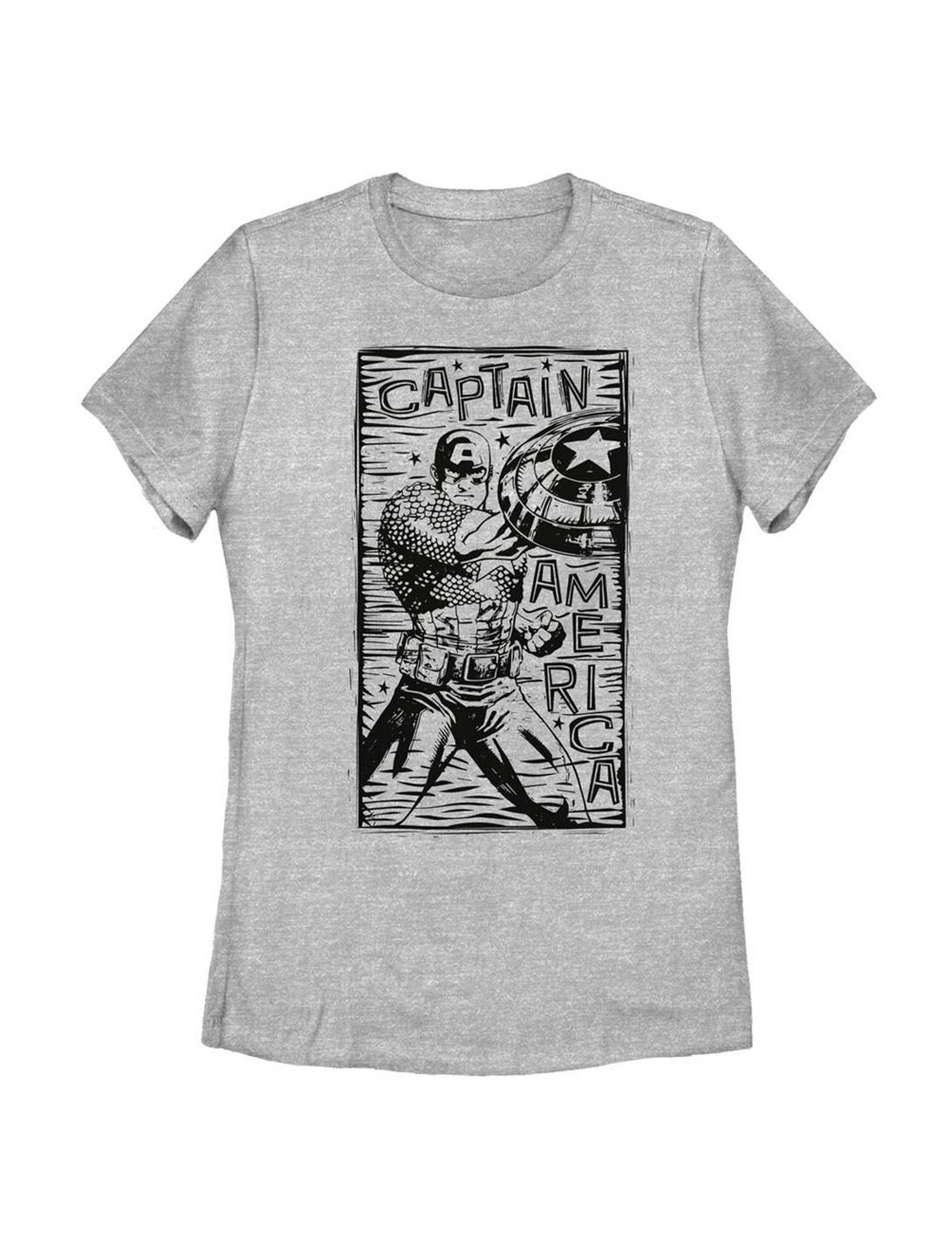 Plus Size Marvel Captain America Stencil Womens T-Shirt, ATH HTR, hi-res