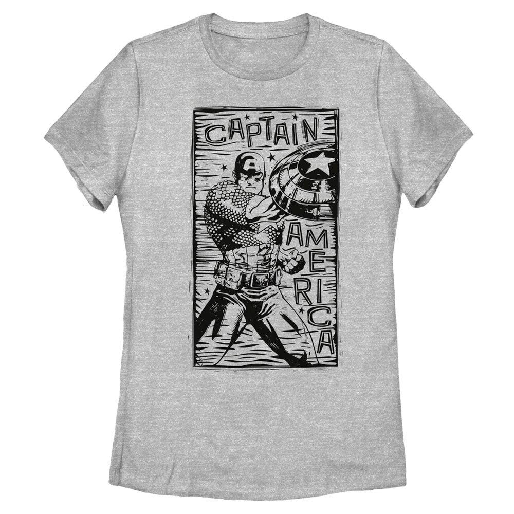 Marvel Captain America Stencil Womens T-Shirt, ATH HTR, hi-res