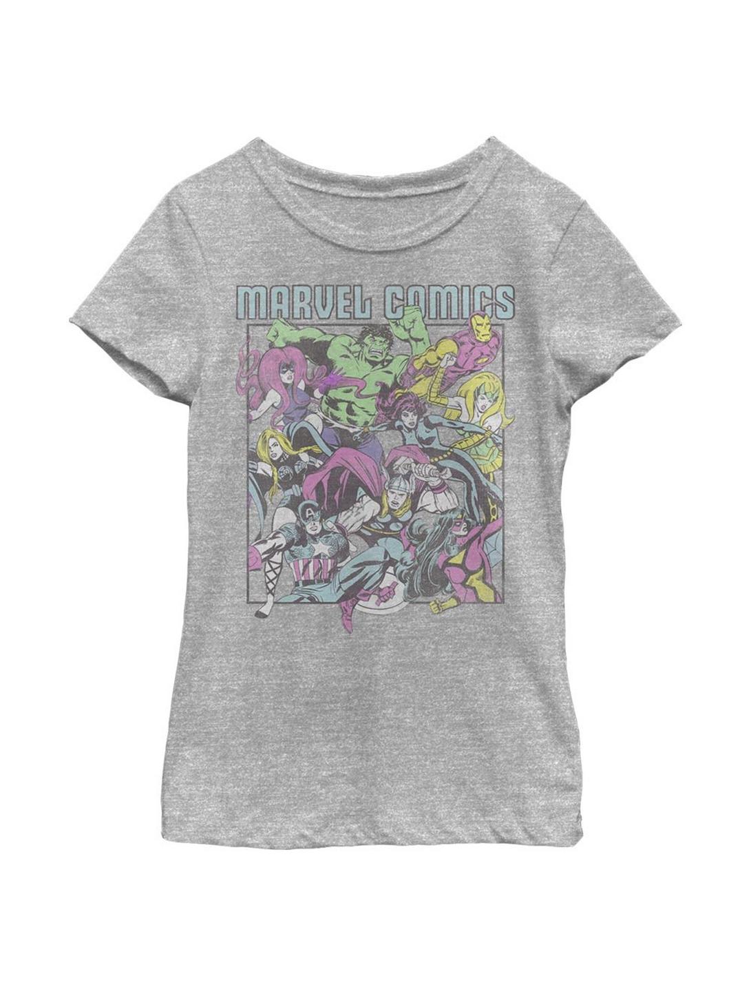 Marvel Avengers Comic Heroes Youth Girls T-Shirt, ATH HTR, hi-res