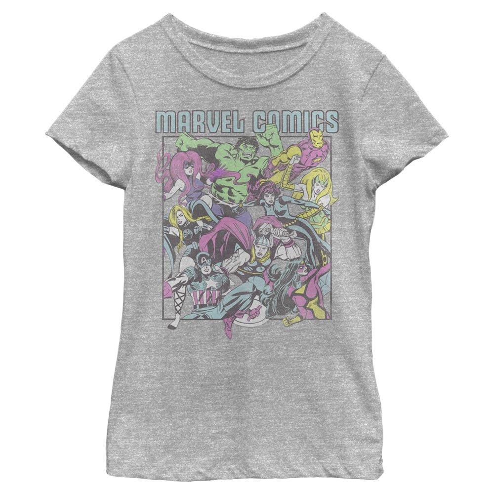 Marvel Avengers Comic Heroes Youth Girls T-Shirt, ATH HTR, hi-res