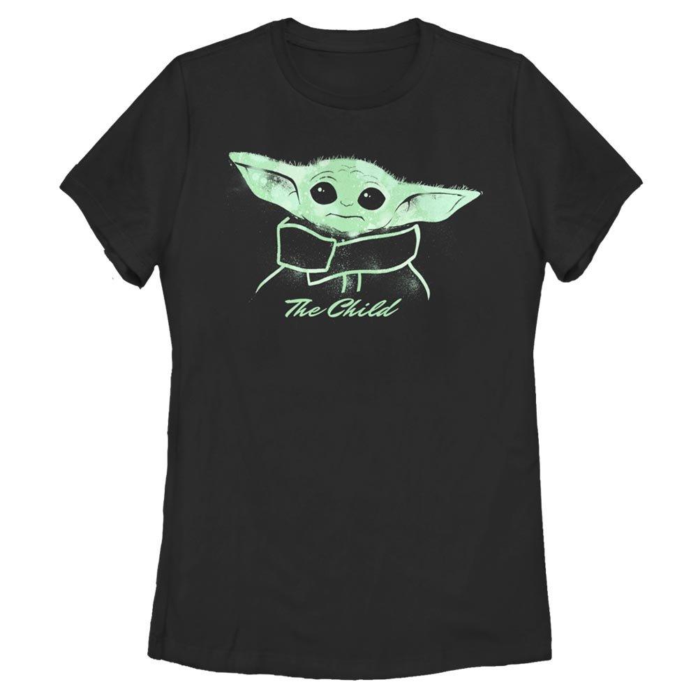 Star Wars The Mandalorian The Child Watercolor Smile Womens T-Shirt, BLACK, hi-res