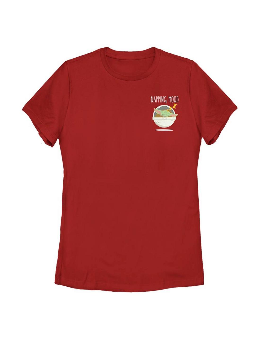Star Wars The Mandalorian The Child Pocket Nap Womens T-Shirt, RED, hi-res