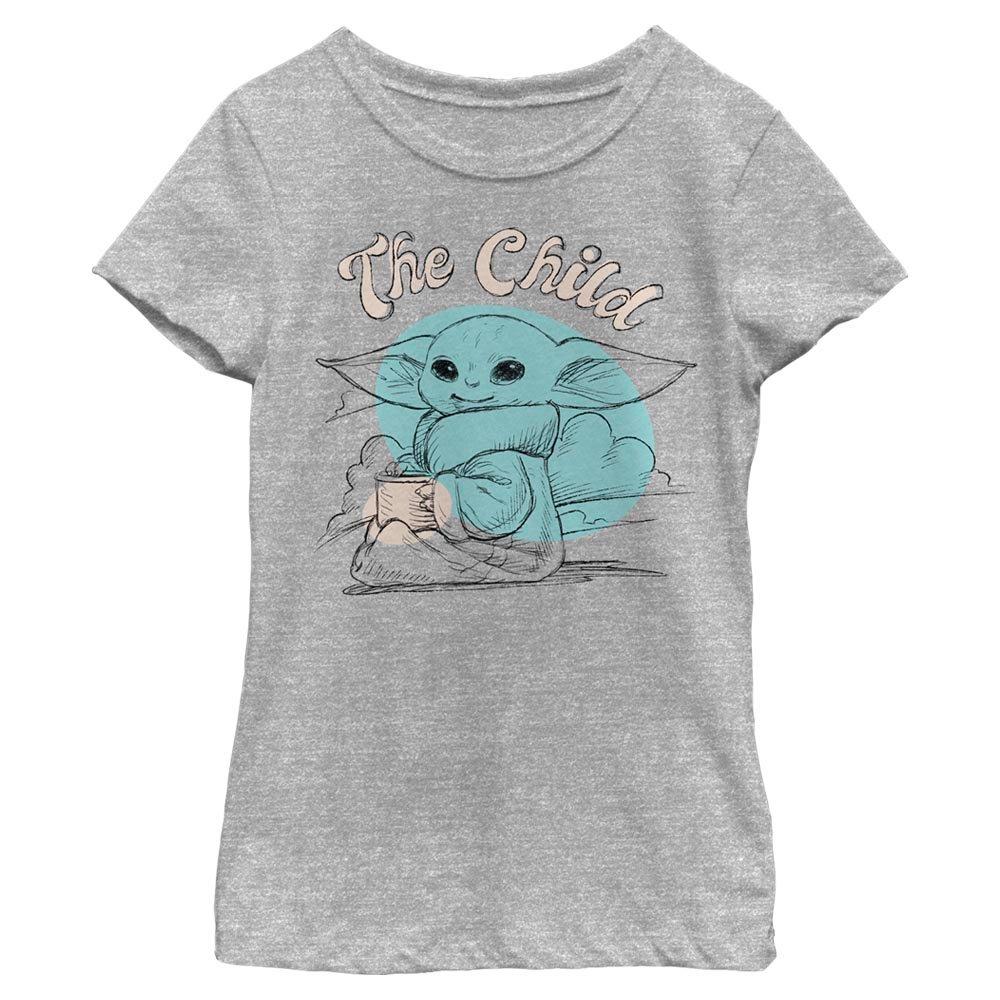 Star Wars The Mandalorian The Child Pencil Sketch Youth Girls T-Shirt, ATH HTR, hi-res