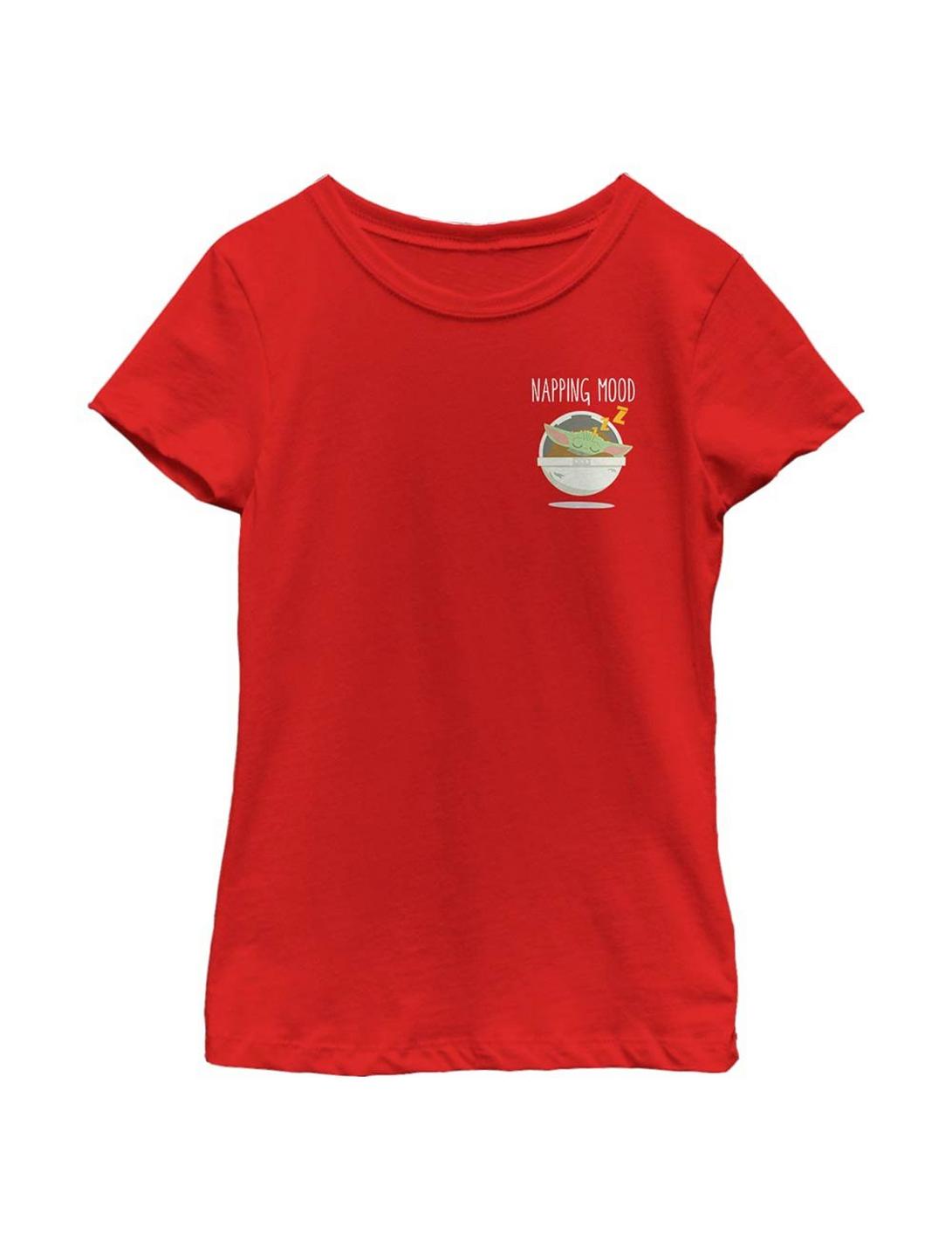 Star Wars The Mandalorian The Child Pocket Nap Youth Girls T-Shirt, RED, hi-res