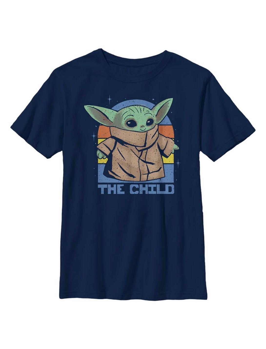 Star Wars The Mandalorian The Child And Sunset Youth T-Shirt, NAVY, hi-res