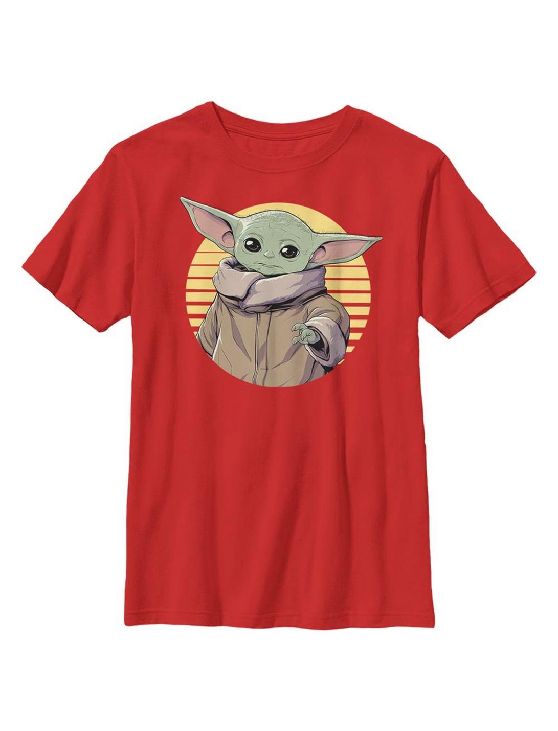 Star Wars The Mandalorian The Child Circle Illustration Youth T-Shirt, RED, hi-res