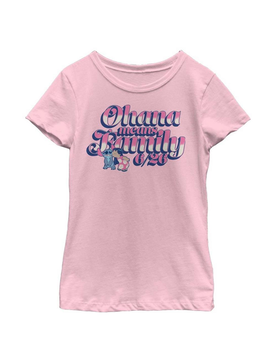 Disney Lilo And Stitch Ohana Youth Girls T-Shirt, PINK, hi-res