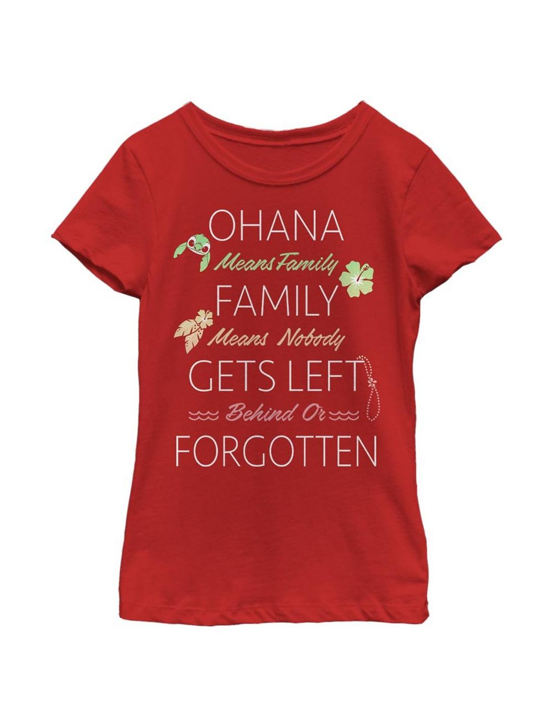 Disney Lilo And Stitch Ohana Means Family Youth Girls T-Shirt, RED, hi-res