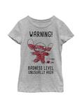 Disney Lilo And Stitch Badness Level Youth Girls T-Shirt, ATH HTR, hi-res