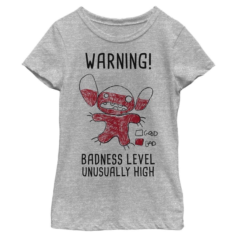 Disney Lilo And Stitch Badness Level Youth Girls T-Shirt, ATH HTR, hi-res