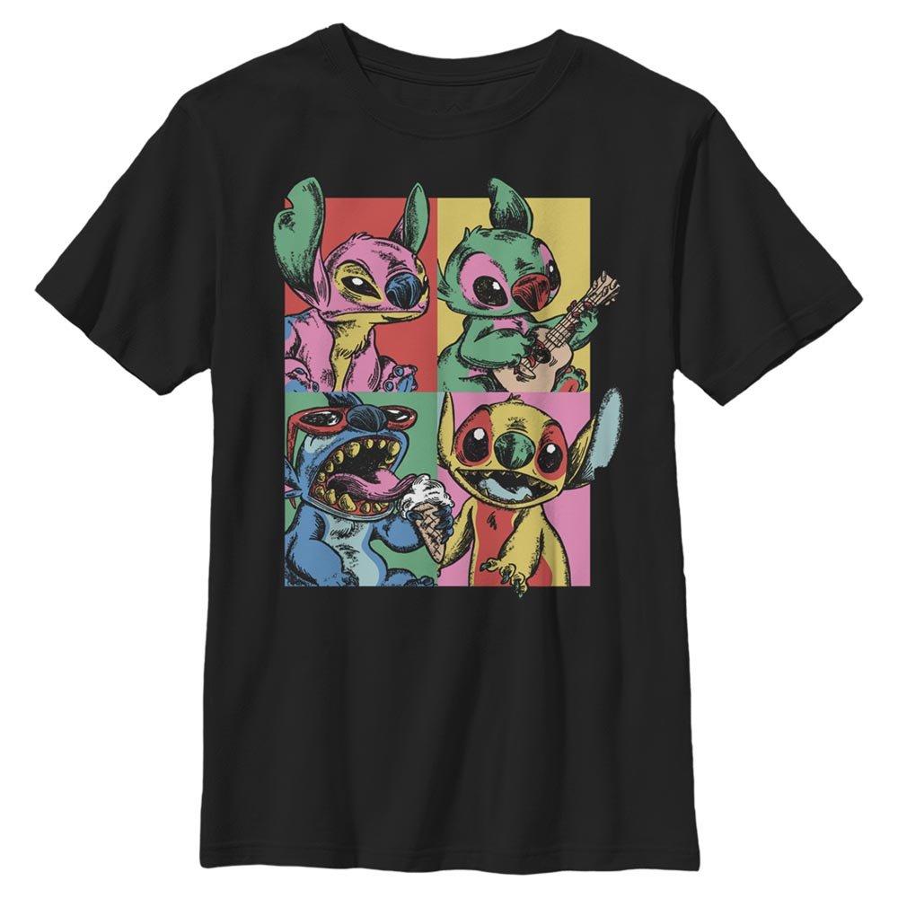 Disney Lilo And Stitch Pop Art Youth T-Shirt, BLACK, hi-res