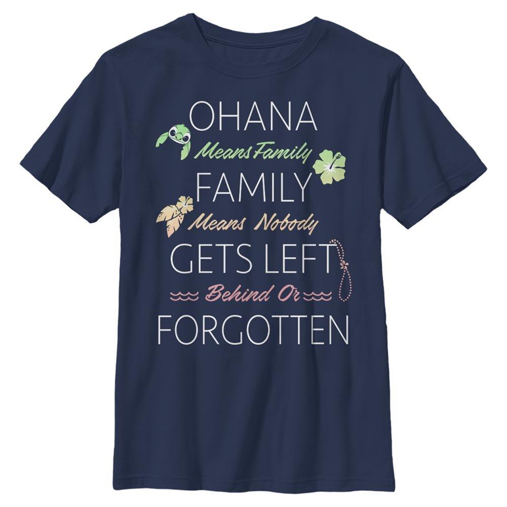Disney Lilo And Stitch Ohana Means Family Youth T-Shirt, NAVY, hi-res