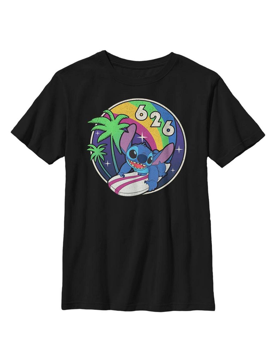 Disney Lilo And Stitch Retro Rainbow Youth T-Shirt, BLACK, hi-res