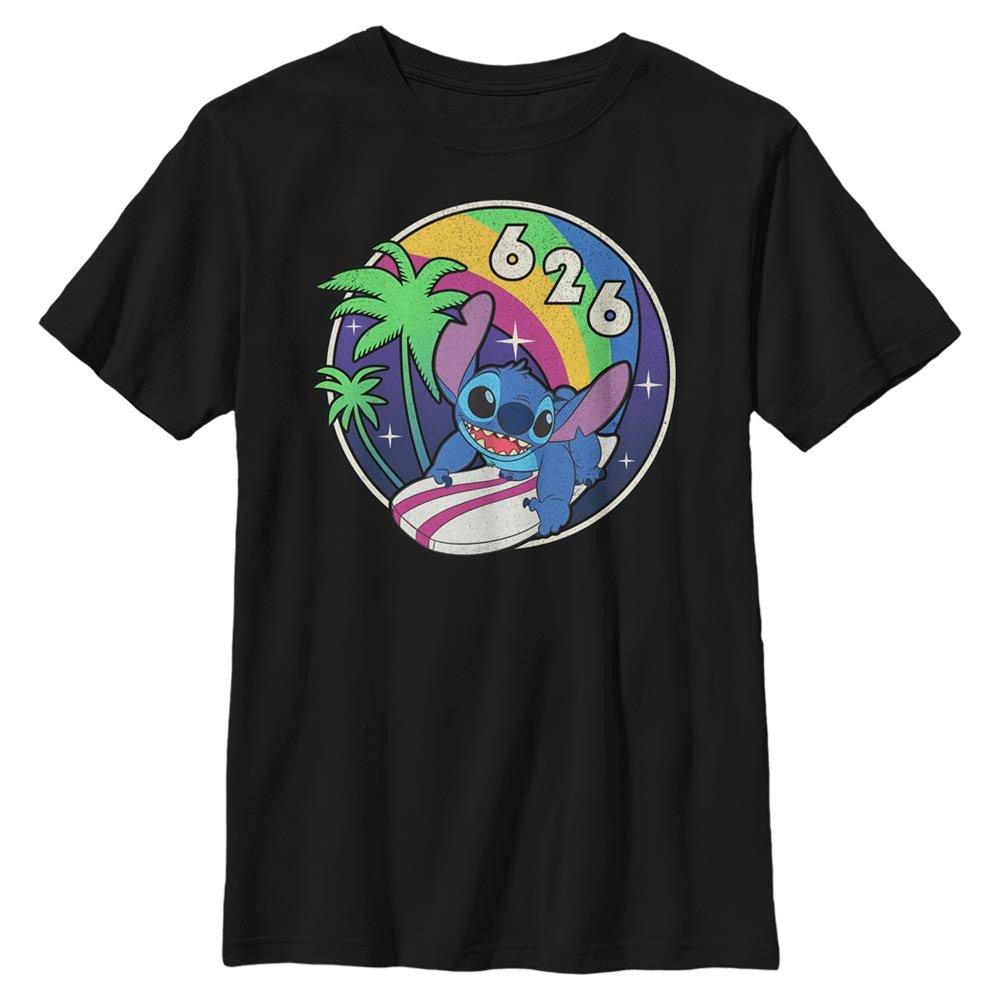 Disney Lilo And Stitch Retro Rainbow Youth T-Shirt, BLACK, hi-res