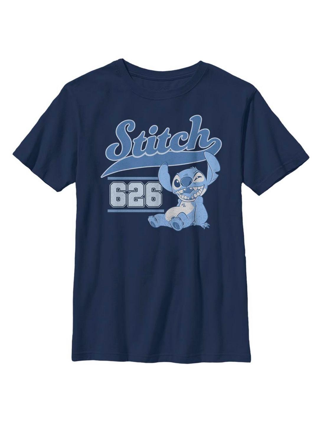Disney Lilo And Stitch Stitch Collegiate Youth T-Shirt, NAVY, hi-res