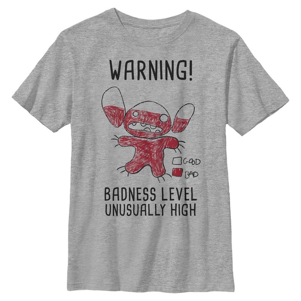 Disney Lilo And Stitch Badness Level Youth T-Shirt, ATH HTR, hi-res