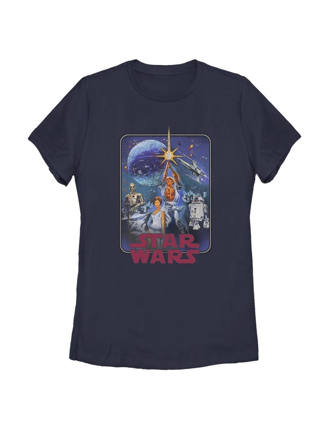Star Wars Star Poster Redux Womens T-Shirt, NAVY, hi-res