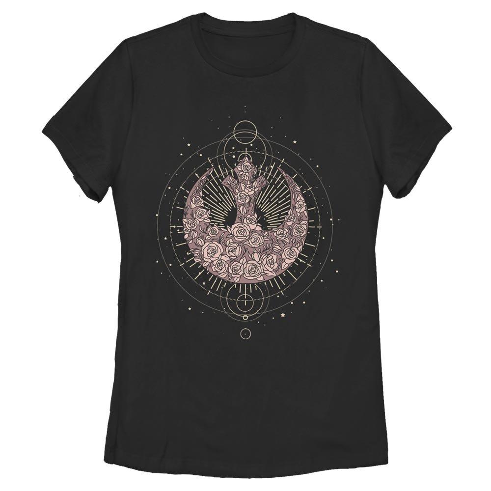 Star Wars Celestial Rose Rebel Womens T-Shirt, BLACK, hi-res