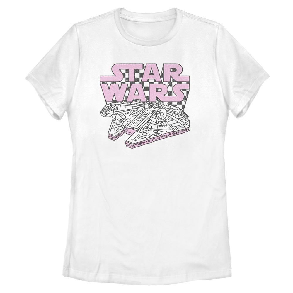 Star Wars Falcon Checker Script Womens T-Shirt, WHITE, hi-res