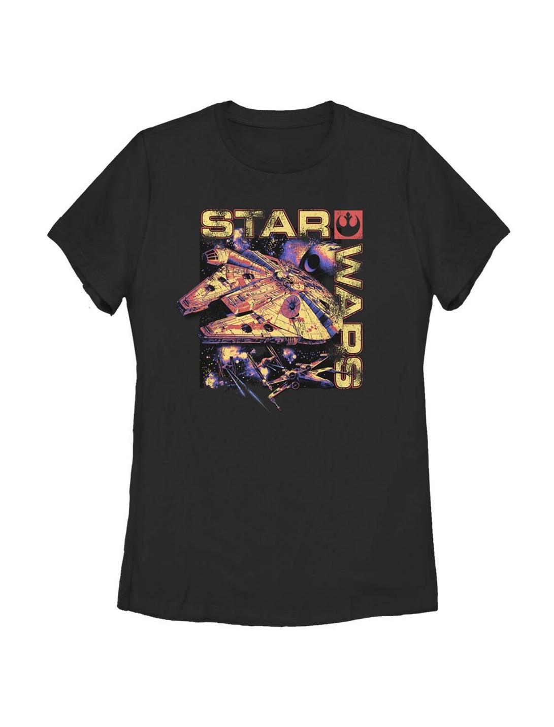 Star Wars Color Falcon Womens T-Shirt, BLACK, hi-res